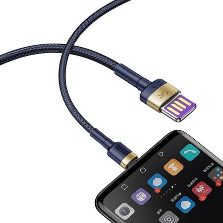Кабель USB BASEUS Cafule HW, USB - Type-C, 5А, 40W, 1 м, золотойсиний, двухсторонний USB - 3