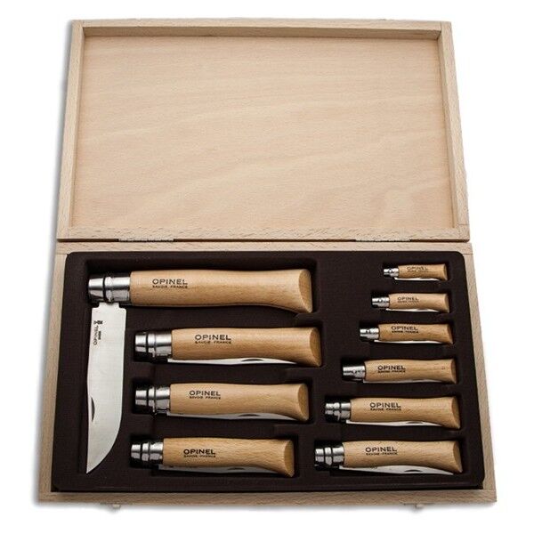 Набор Opinel в деревянной коробке с крышкой из 10 ножей разных размеров из нержав стали, 001311 - 2