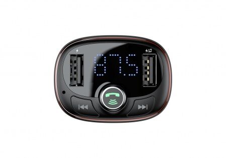 Автомобильное зарядное устройство BASEUS T typed S-09, 2USB, 3.4A, темный кофе, дисплей  Bluetooth - 6