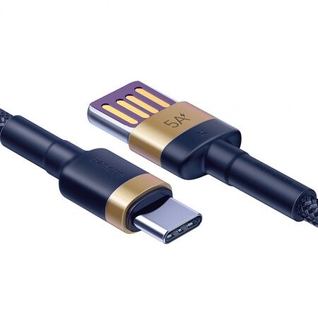 Кабель USB BASEUS Cafule HW, USB - Type-C, 5А, 40W, 1 м, золотойсиний, двухсторонний USB - 1